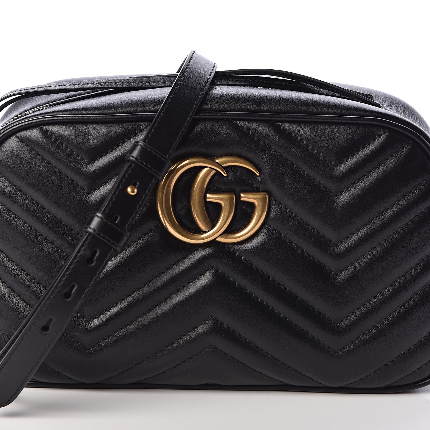 Calfskin Matelasse Small GG Marmont Chain Shoulder Bag Black