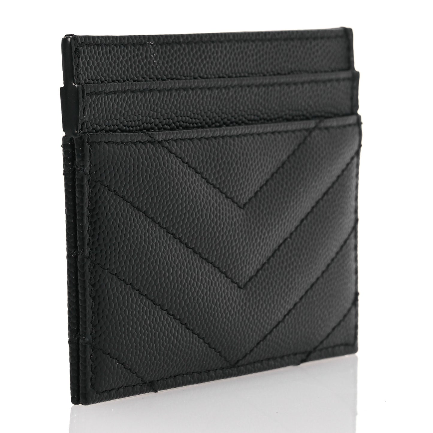 Grain De Poudre Matelasse Chevron Monogram Credit Card Case Black