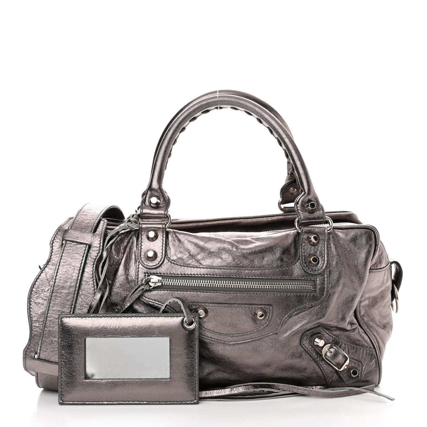 Agneau Classic Hardware Box Bag Metallic
