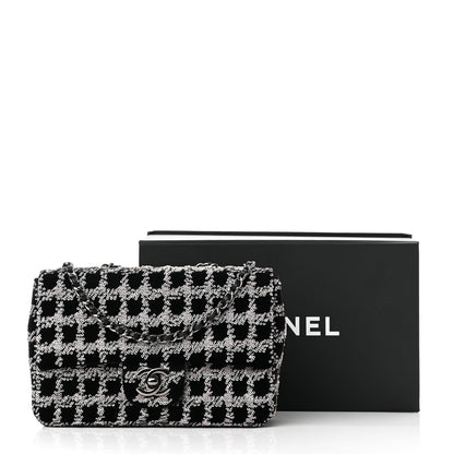 Chanel Velvet Sequin Mini Houndstooth Rectangular Flap Black Pink 10 of 10