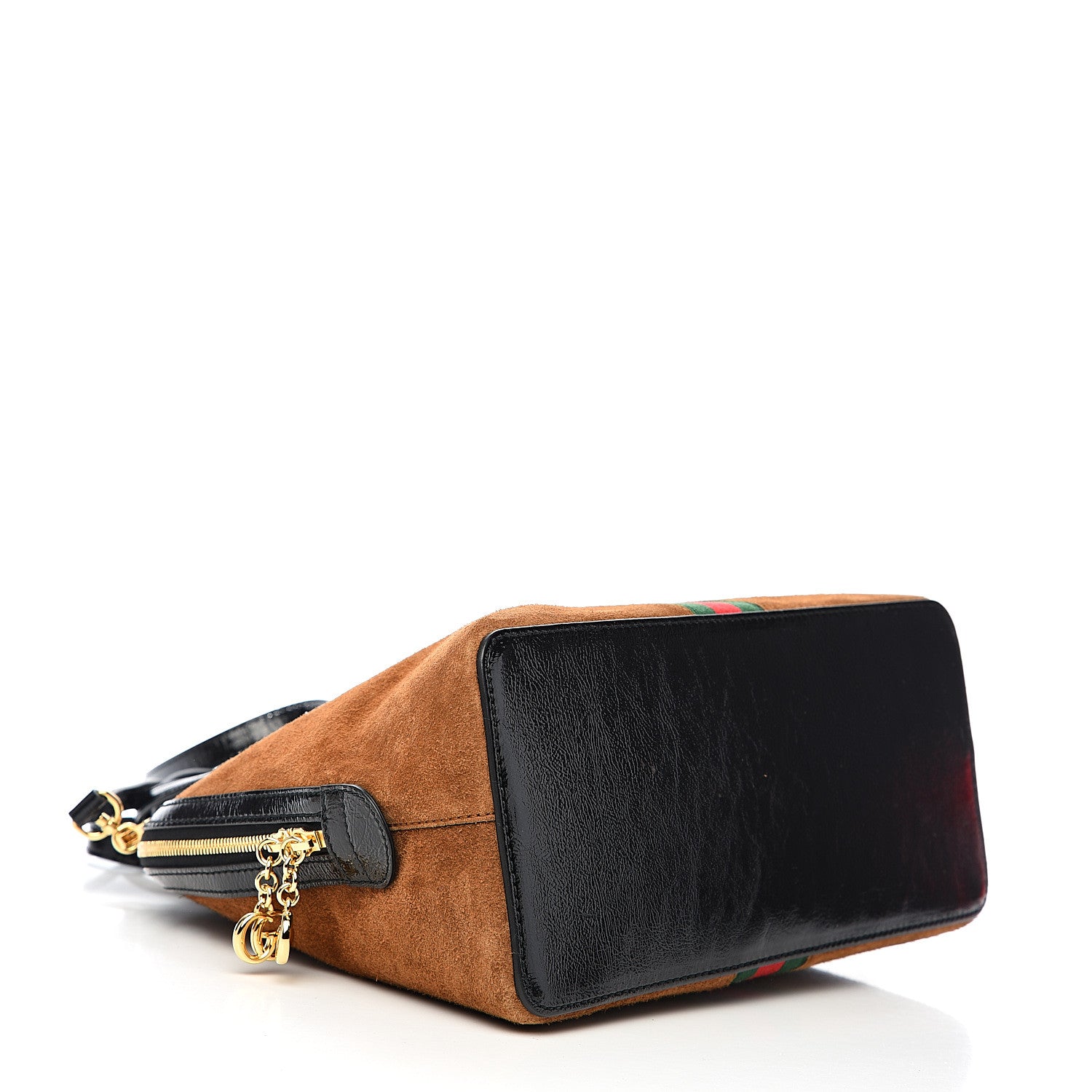Gucci Suede Patent Web Medium Ophidia Top Handle Dome Bag Nocciola Black 3 of 10