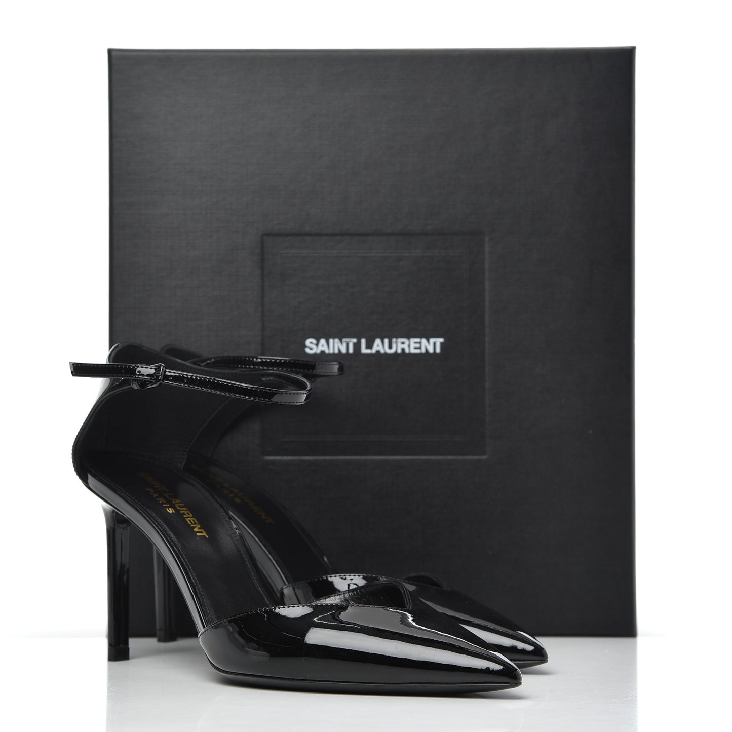 Patent Anja 85 Ankle Strap Pointed Pumps 38 Black