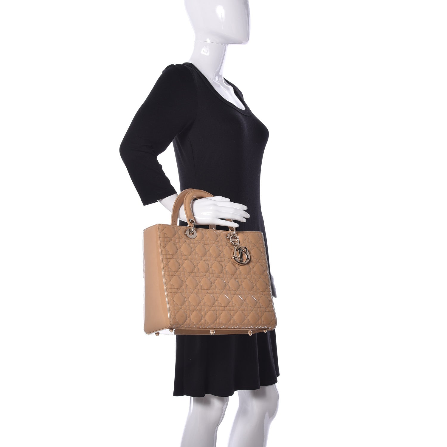 Christian Dior Patent Cannage Large Lady Dior Beige 2 of 20