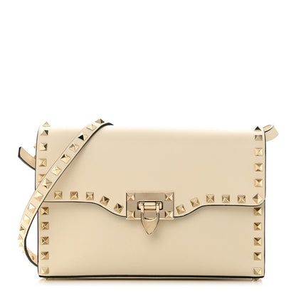 Valentino Garavani Vitello Medium Rockstud Flip Lock Crossbody Bag Light Ivory 1 of 9