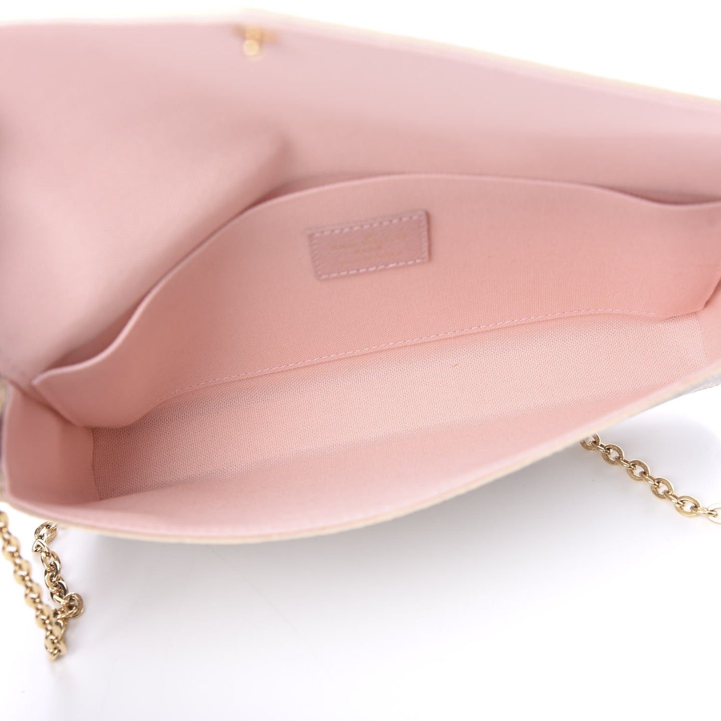 Damier Azur Pochette Felicie Chain Wallet Rose Ballerine