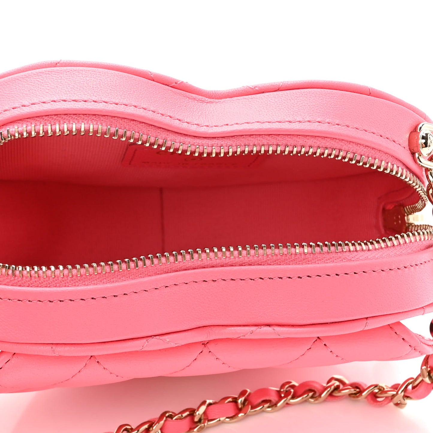 Lambskin Quilted CC In Love Heart Clutch With Chain Pink