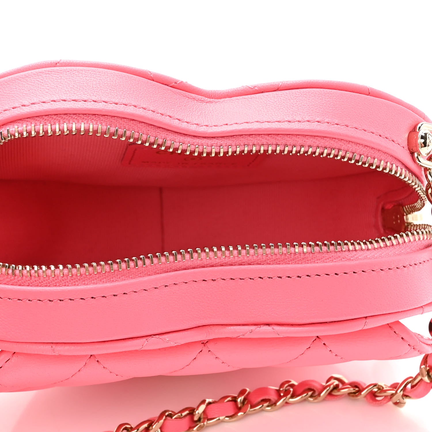 Chanel Lambskin Quilted CC In Love Heart Clutch With Chain Pink 5 of 11