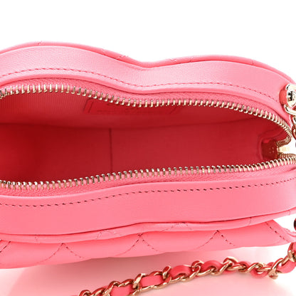 Chanel Lambskin Quilted CC In Love Heart Clutch With Chain Pink 5 of 11