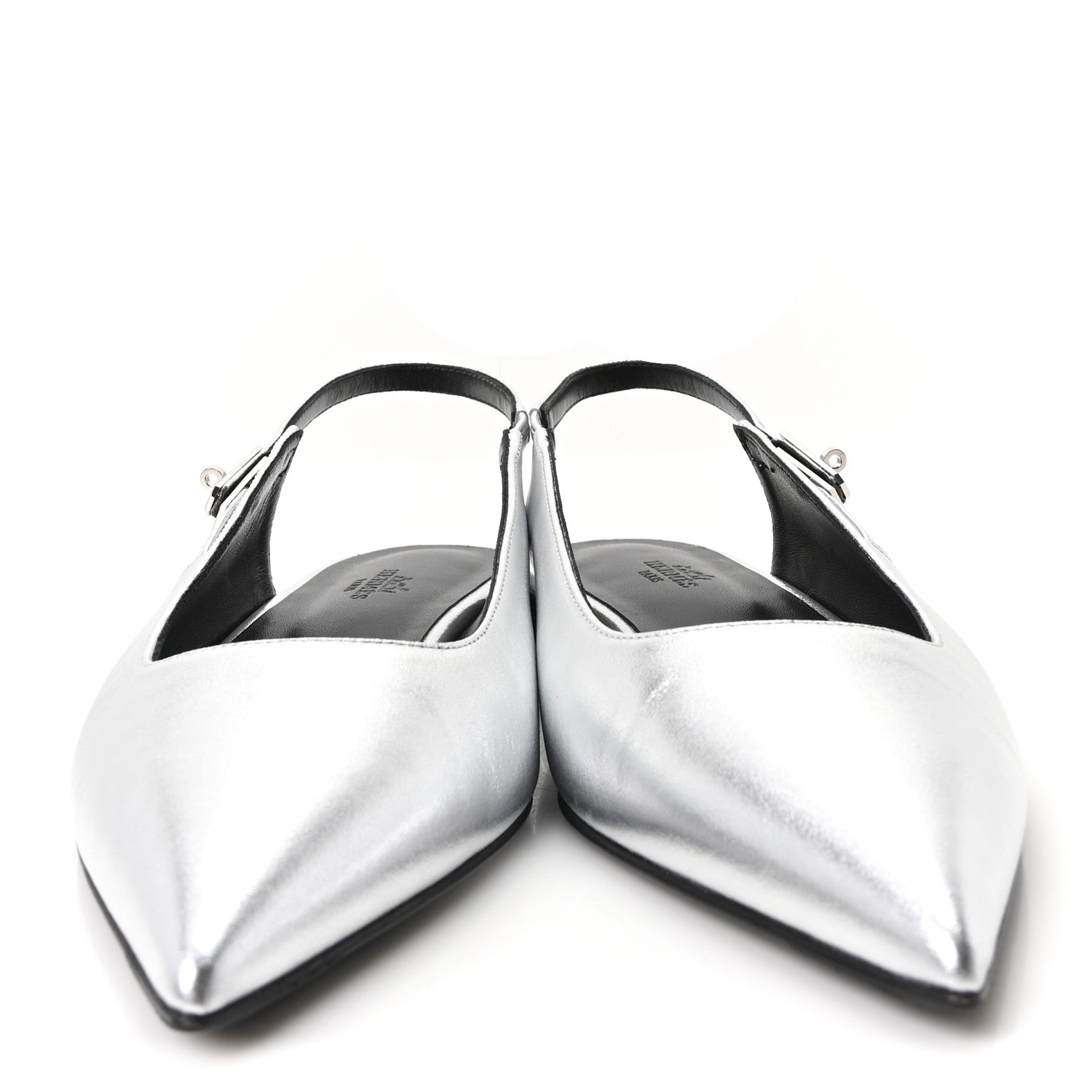 Hermes Nappa Lovely Slingback Flats 40 Gris Argent 3 of 10