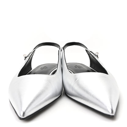 Hermes Nappa Lovely Slingback Flats 40 Gris Argent 3 of 10