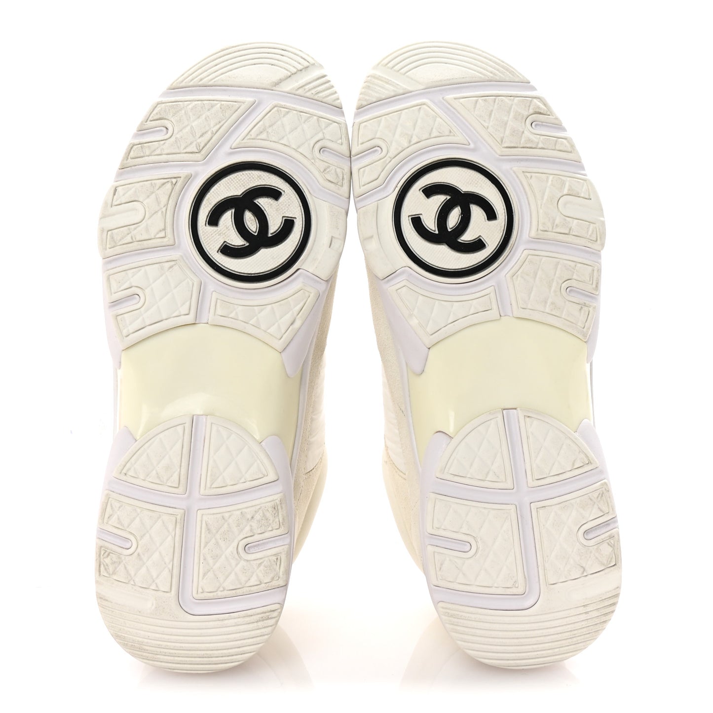 Suede Calfskin Fabric CC Sneakers 38 White