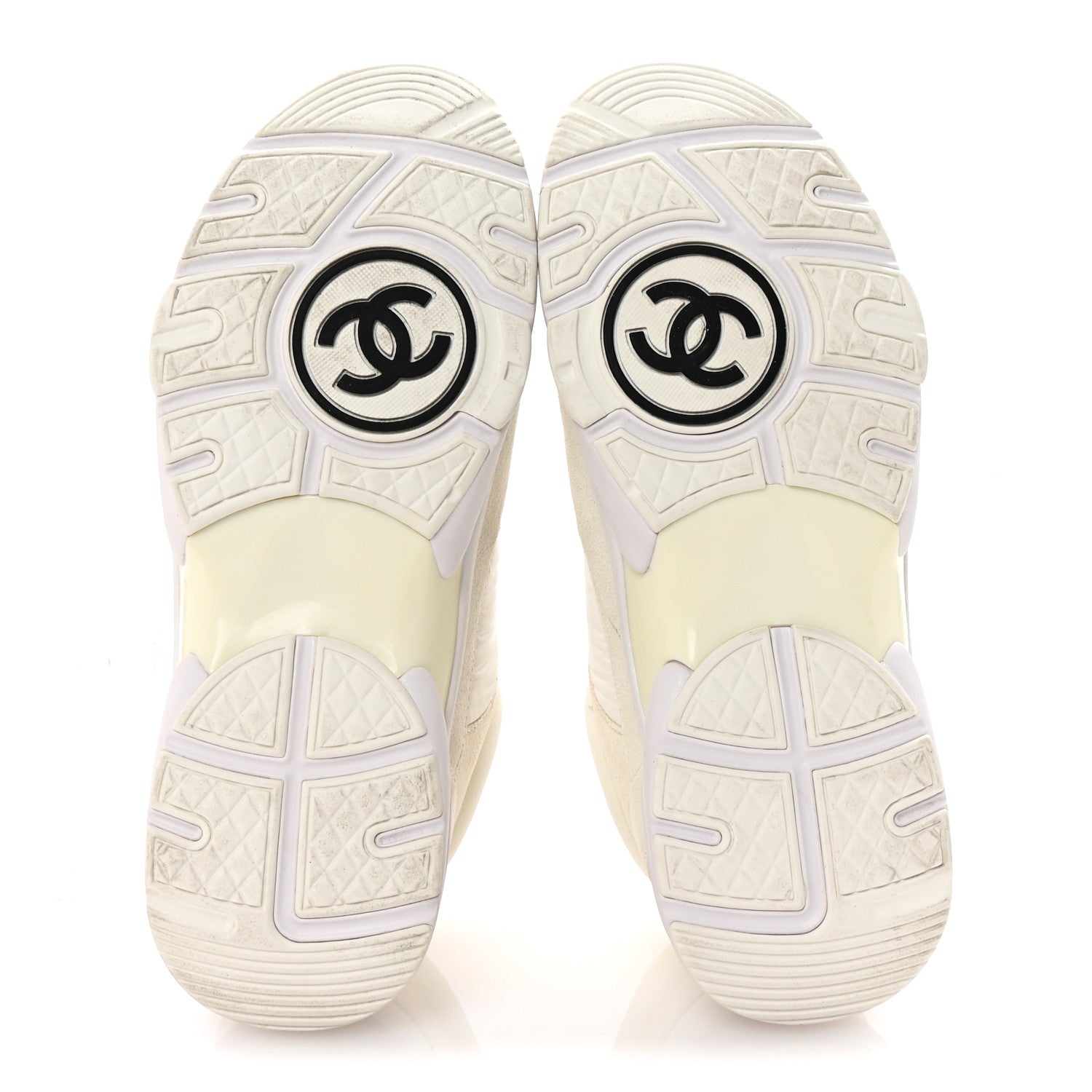 Chanel Suede Calfskin Fabric CC Sneakers 38 White 6 of 9