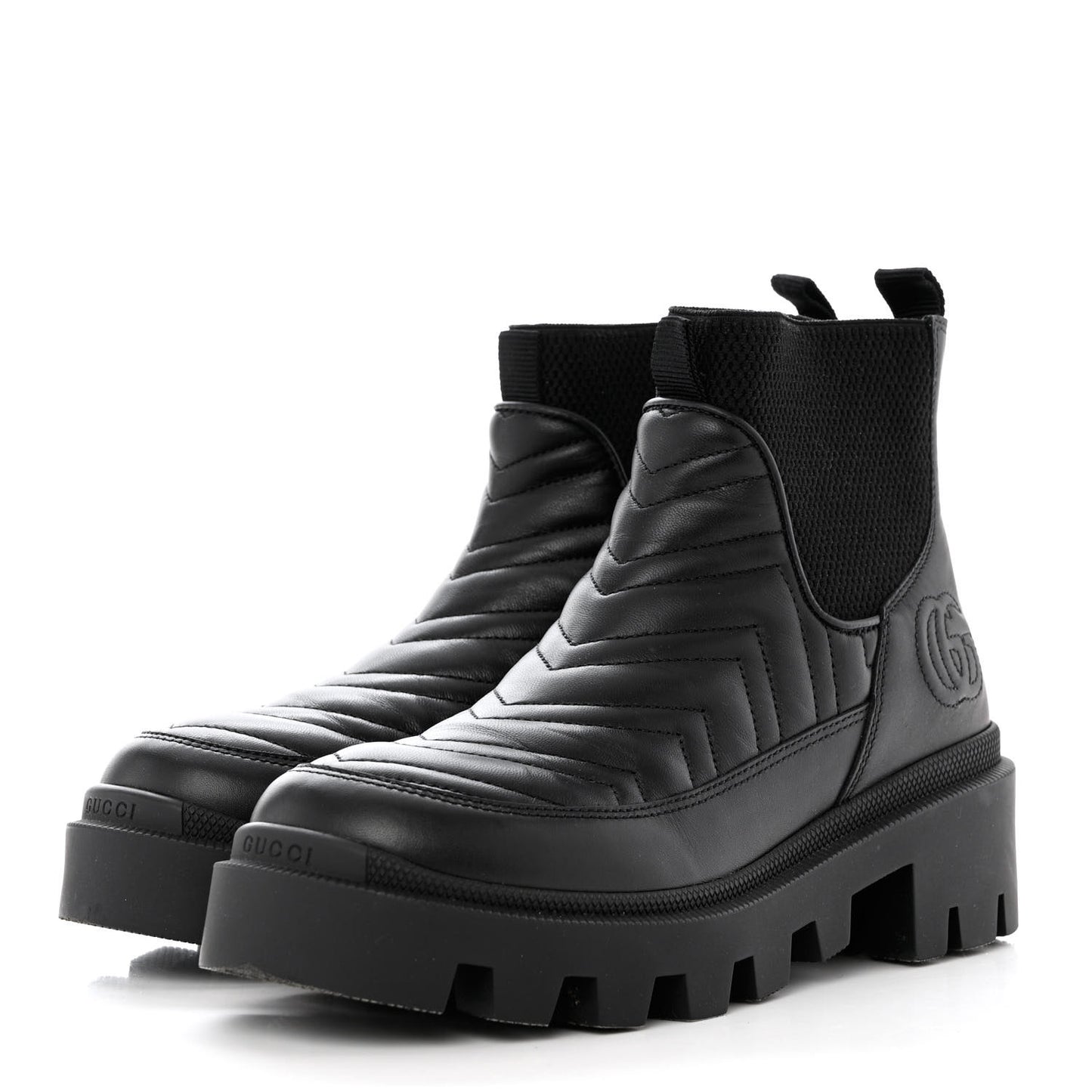 Calfskin Nappa Matelasse Frances Chelsea Boots 36.5 Black