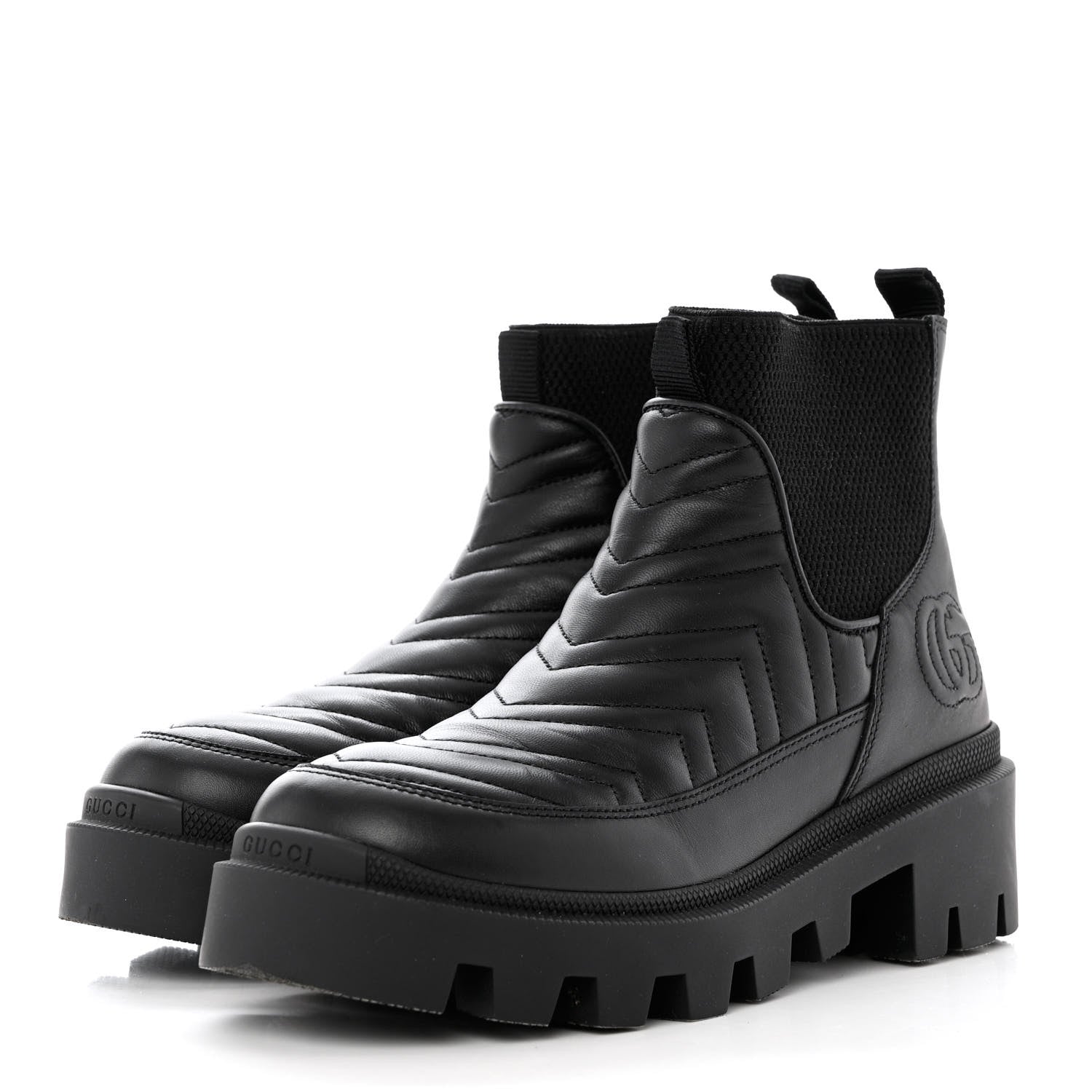 Gucci Calfskin Nappa Matelasse Frances Chelsea Boots 36.5 Black 3 of 7