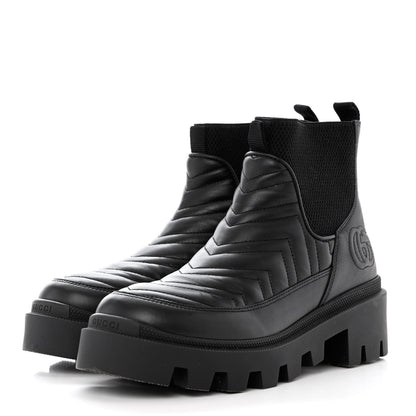 Gucci Calfskin Nappa Matelasse Frances Chelsea Boots 36.5 Black 3 of 7