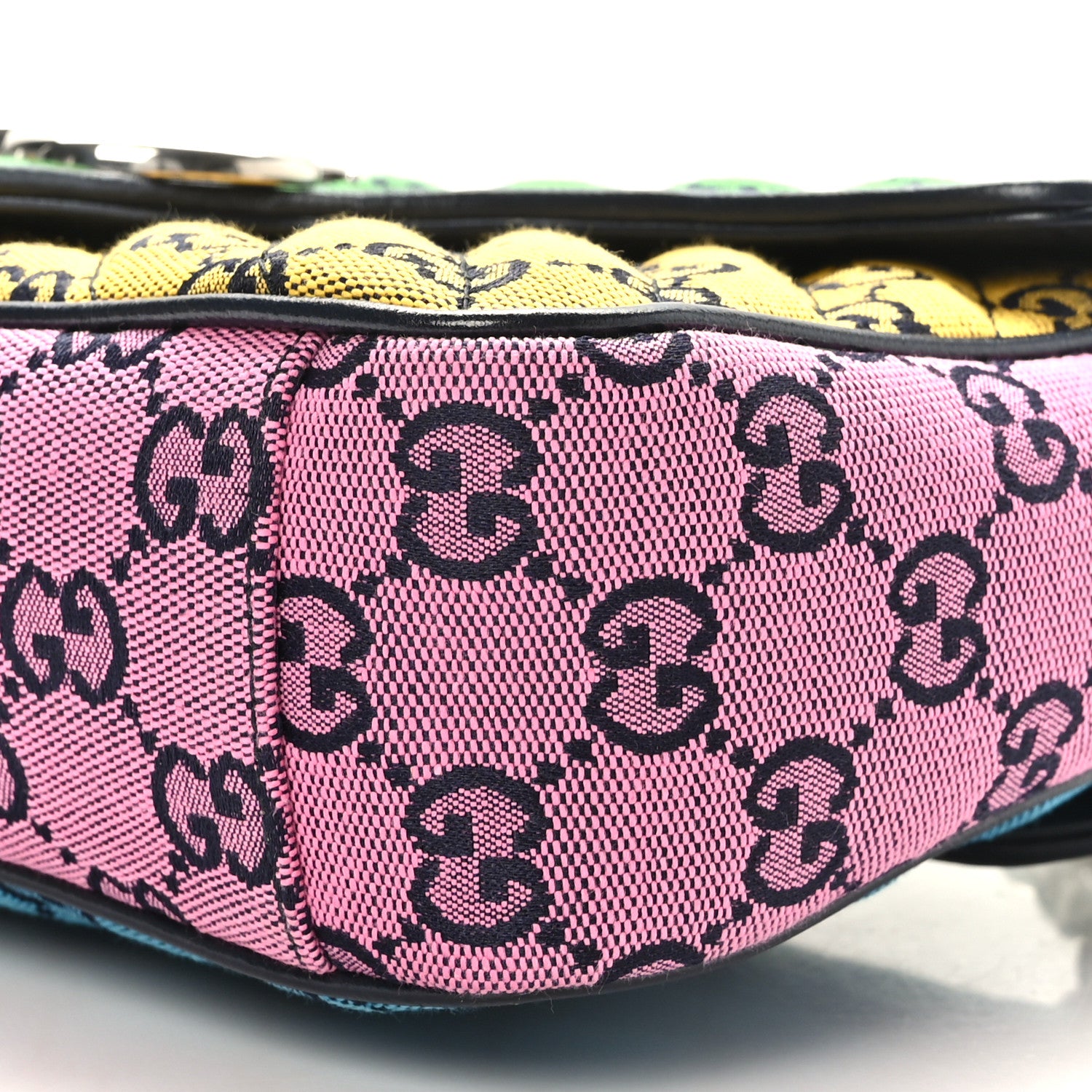 Gucci Monogram Multicolor Matelasse Diagonal Small GG Marmont Shoulder Bag Green Blue Yellow Light Blue Pink 10 of 10