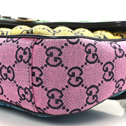 Gucci Monogram Multicolor Matelasse Diagonal Small GG Marmont Shoulder Bag Green Blue Yellow Light Blue Pink 10 of 10