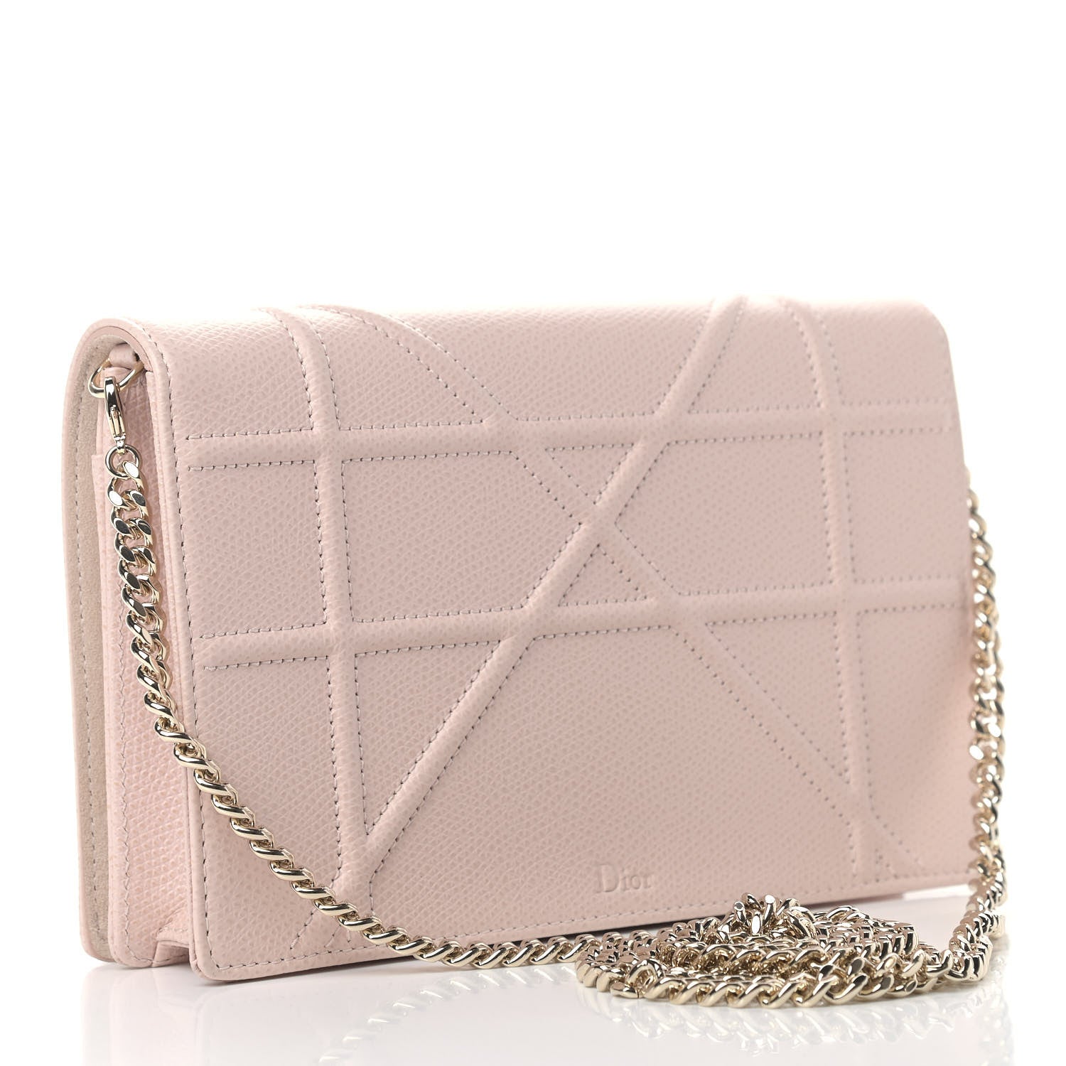 Christian Dior Grained Calfskin Diorama Wallet on Chain Pouch Rose Poudre 2 of 11