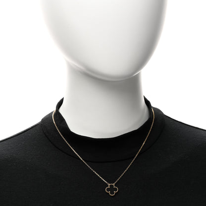 Van Cleef & Arpels 18K Yellow Gold Black Onyx Vintage Alhambra Pendant Necklace 2 of 6