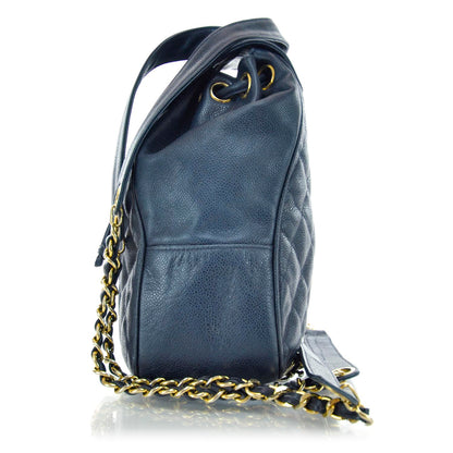 Chanel Caviar Quilted Backpack Navy Blue 4 of 10