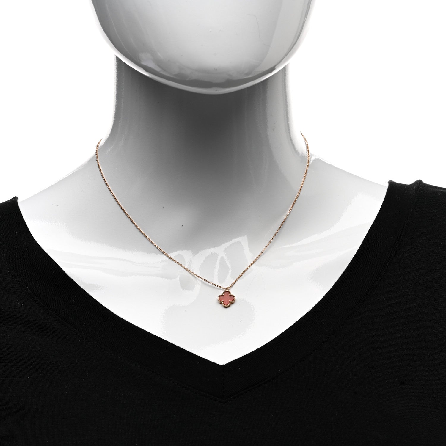 Van Cleef & Arpels 18K Rose Gold Carnelian Sweet Alhambra Pendant Necklace 2 of 6