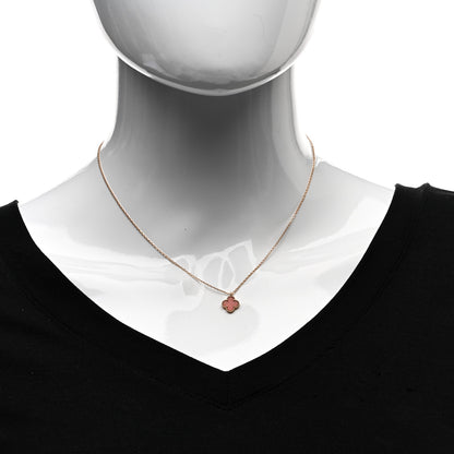 Van Cleef & Arpels 18K Rose Gold Carnelian Sweet Alhambra Pendant Necklace 2 of 6