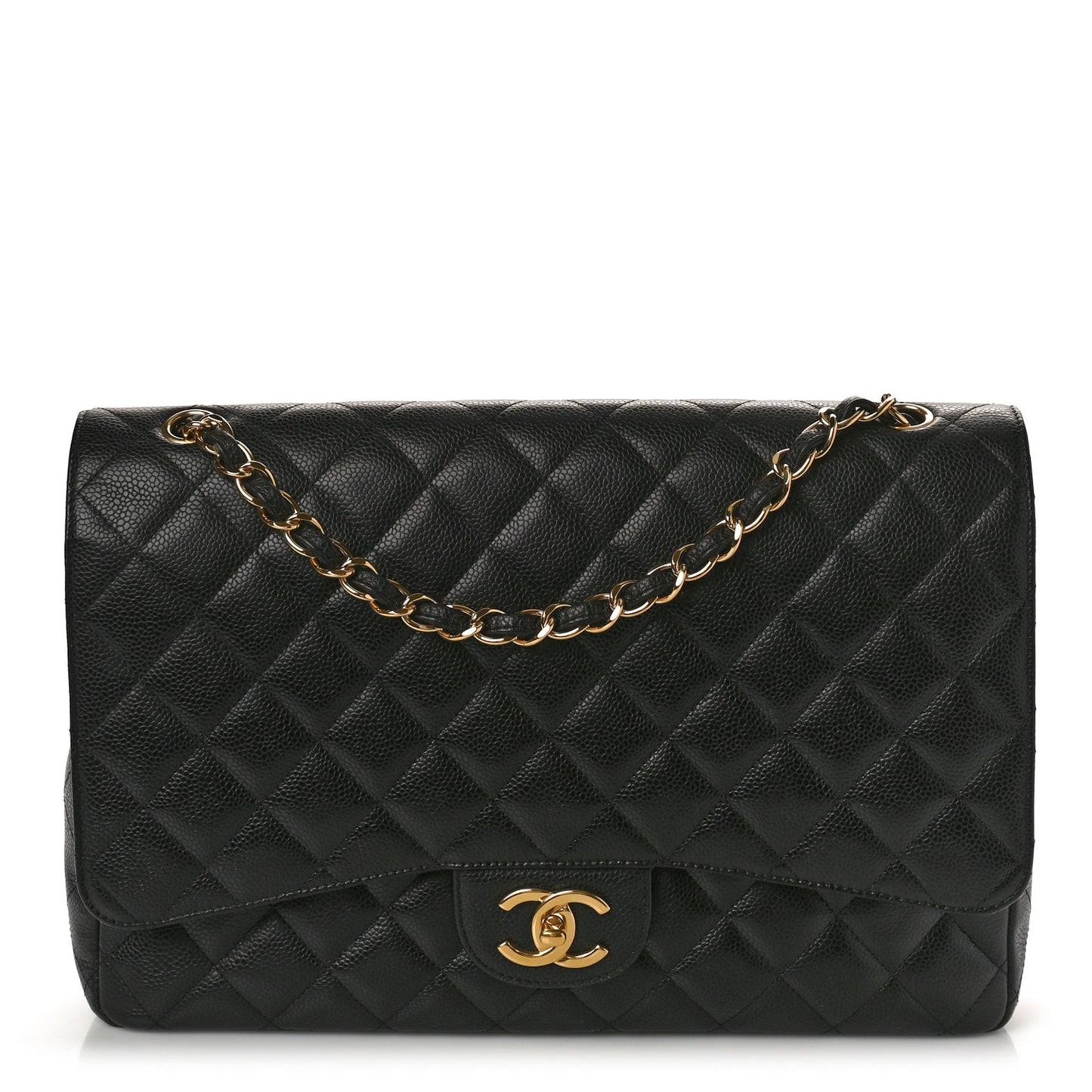Caviar Quilted Maxi Double Flap Black