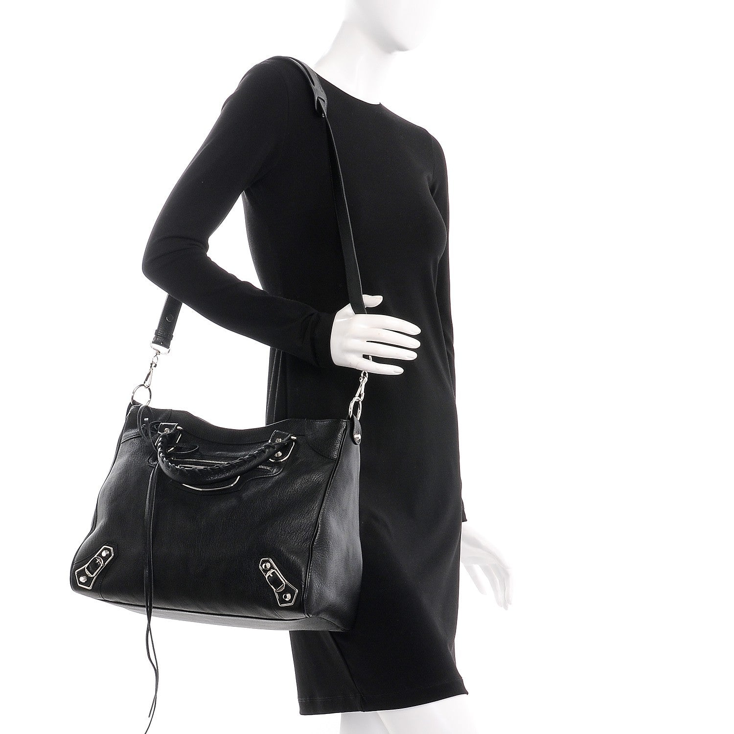 Balenciaga Chevre Silver Metallic Edge Hardware Velo Black 2 of 8