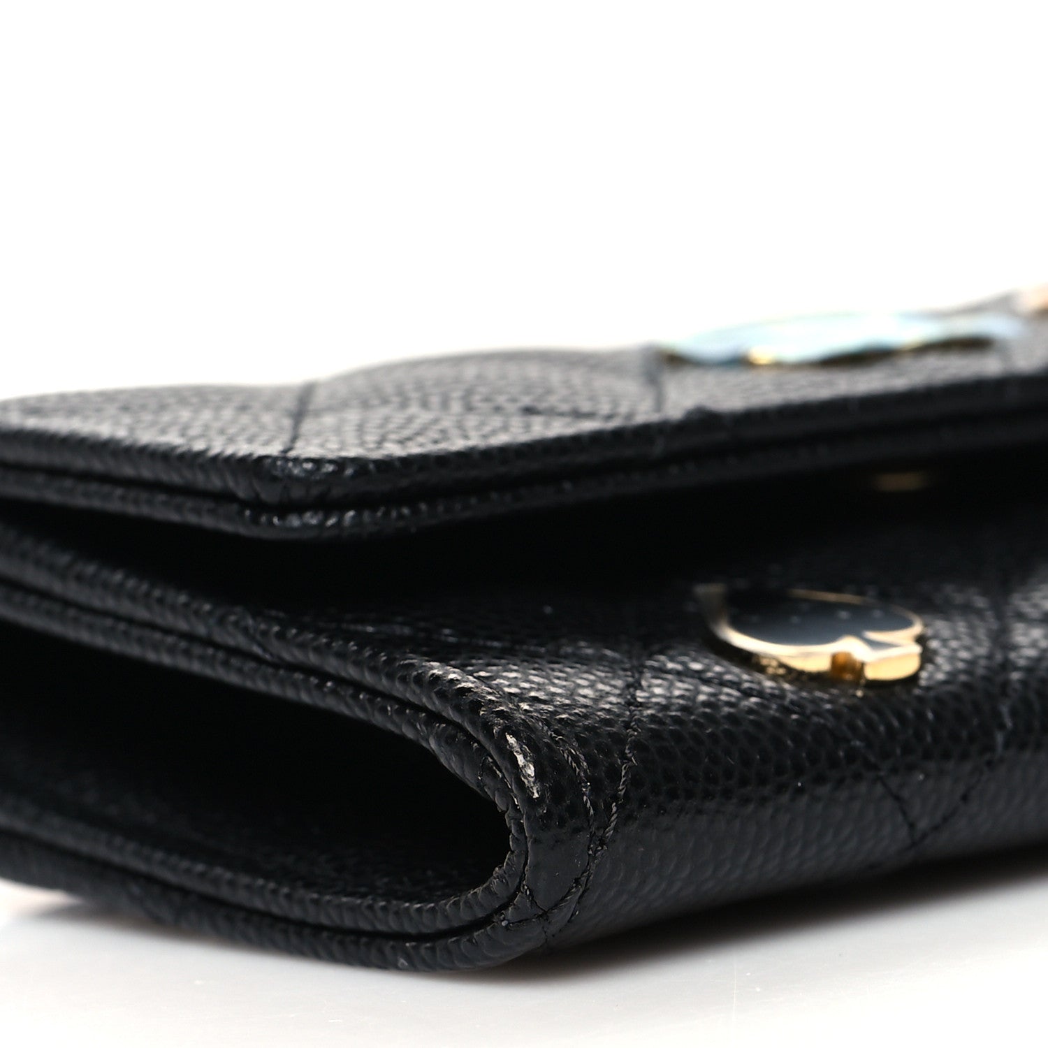 Chanel Caviar Quilted Enamel Coco Casino Flap Card Holder Wallet Black 10 of 12