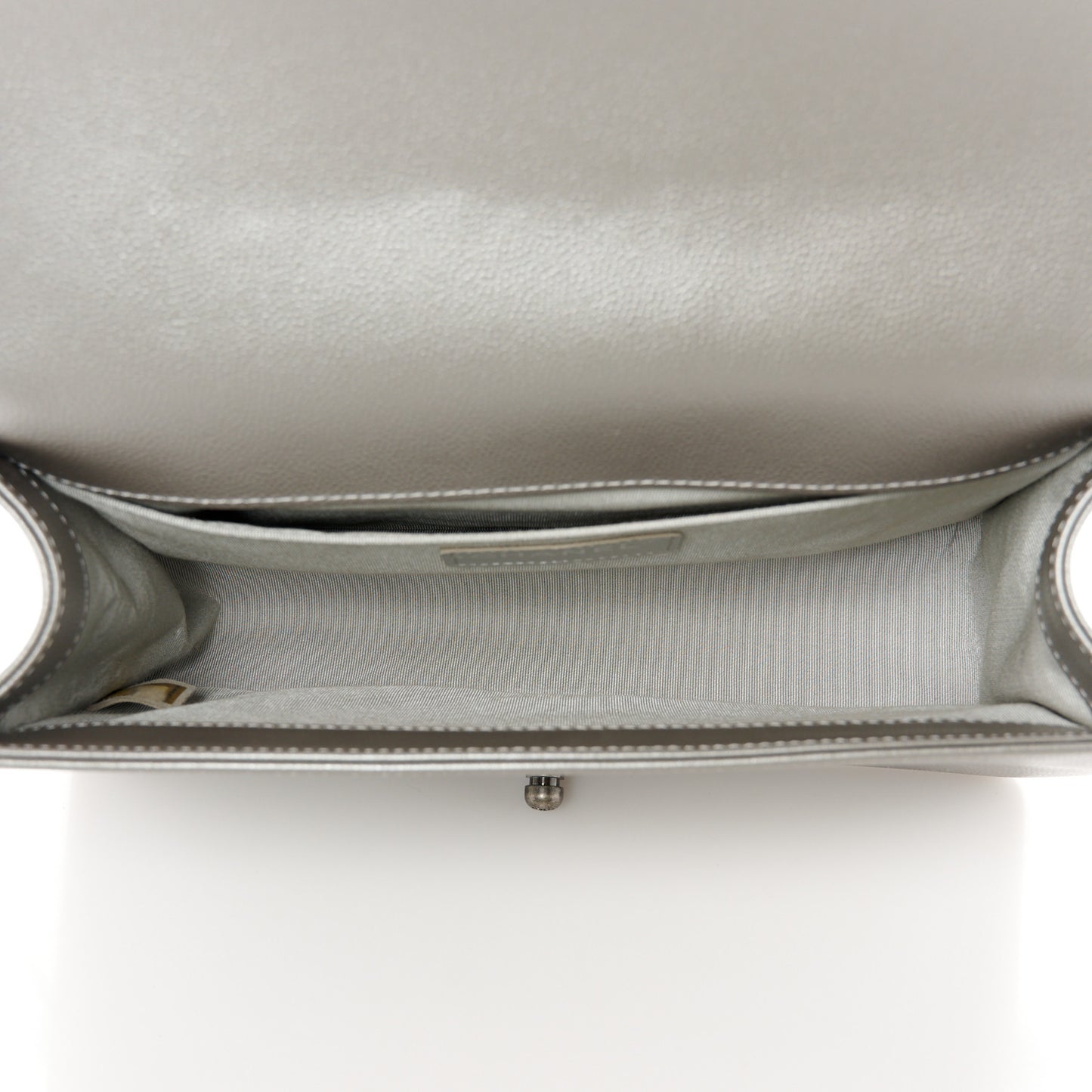 Metallic Caviar Quilted Medium Boy Flap Silver