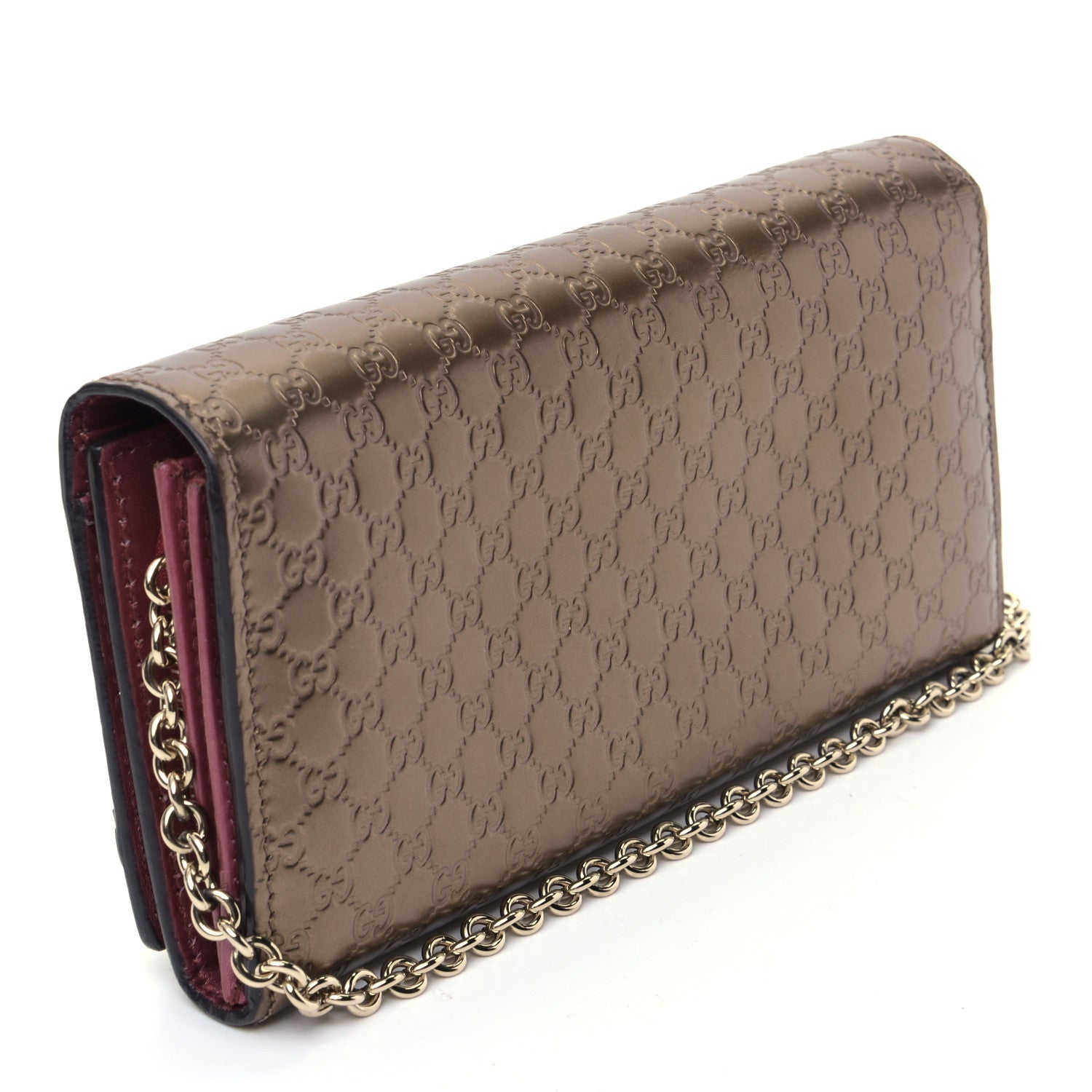 Gucci Metallic Microguccissima Signature Chain Wallet Bronze 4 of 8