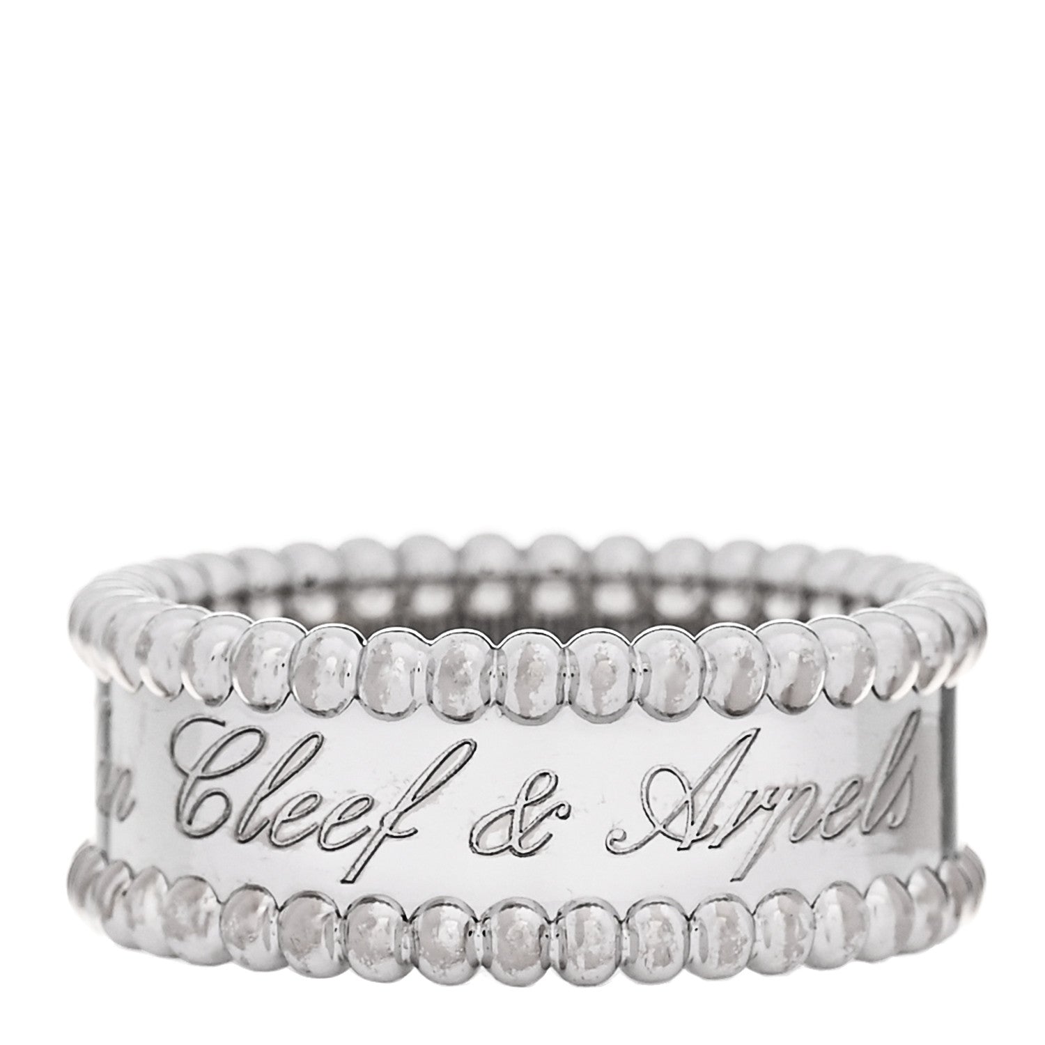 Van Cleef & Arpels 18K White Gold Perlee Signature Ring 52 6 1 of 6
