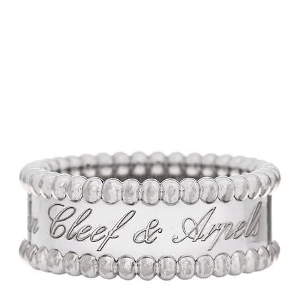 Van Cleef & Arpels 18K White Gold Perlee Signature Ring 52 6 1 of 6