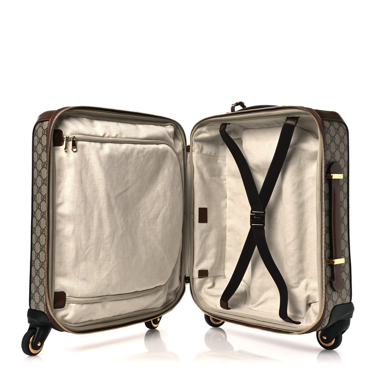 GG Supreme Monogram Azalea Calfskin Retro Interlocking G Small Savoy Cabin Trolley Beige Ebony Brown Sugar