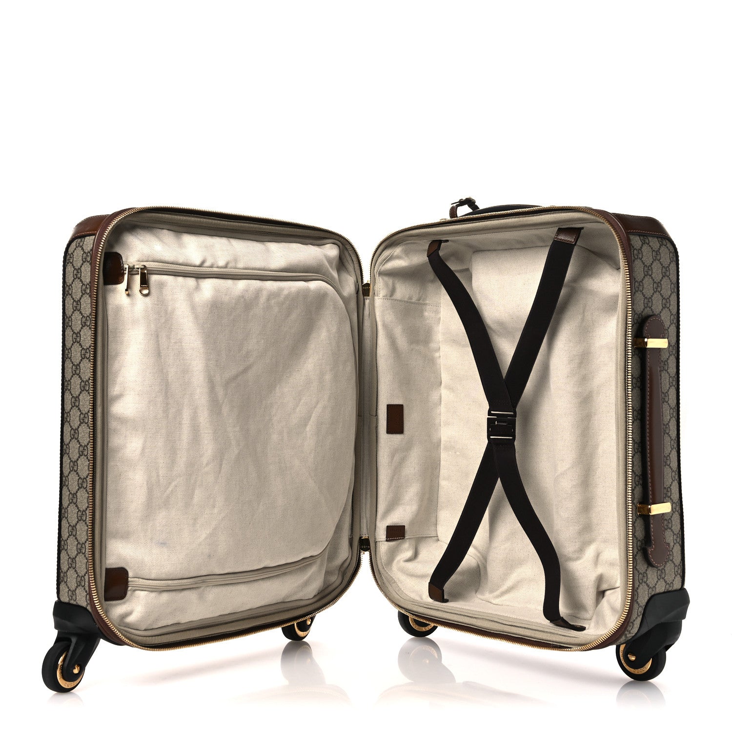 Gucci GG Supreme Monogram Azalea Calfskin Retro Interlocking G Small Savoy Cabin Trolley Beige Ebony Brown Sugar 4 of 15