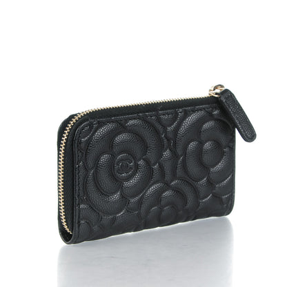 Chanel Caviar Camellia Embossed Key Holder Case Black 3 of 7