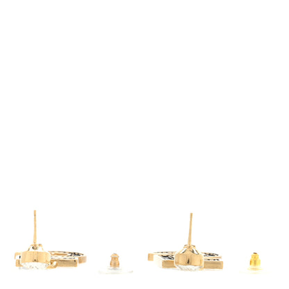 Chanel Metal CC No 5 Crystal Drop Earrings Gold Black 3 of 4