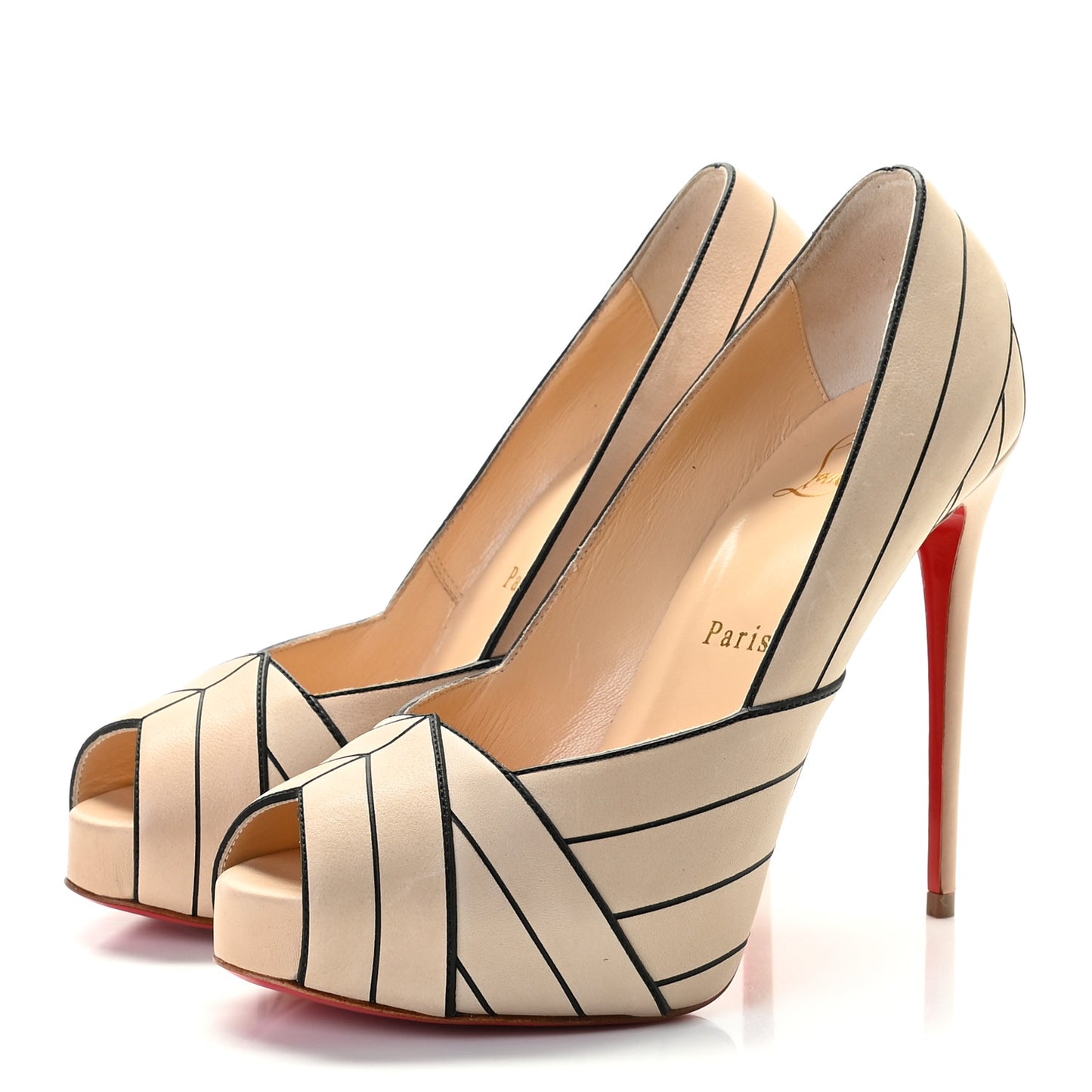 Calfskin Undessin Alta 120 Pumps 36 Nude Black