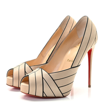 Christian Louboutin Calfskin Undessin Alta 120 Pumps 36 Nude Black 3 of 9