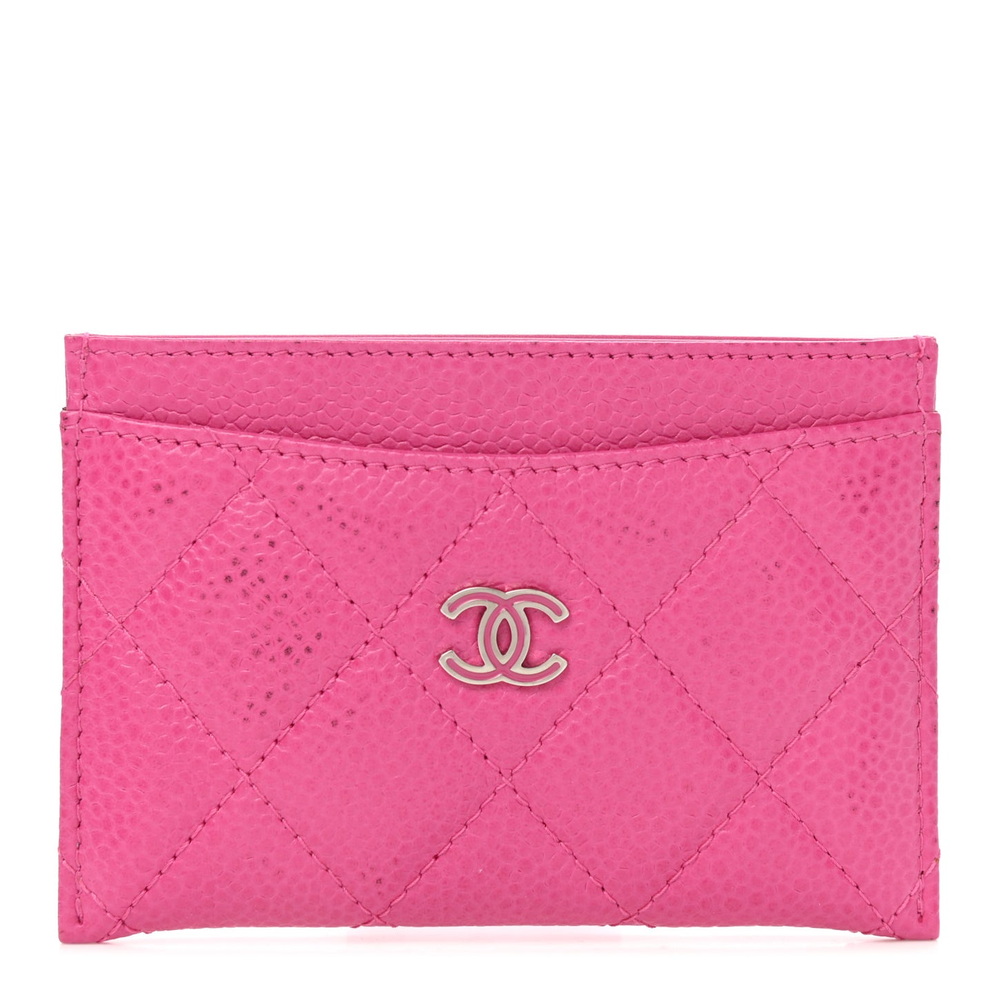 Caviar Quilted Card Holder Pink