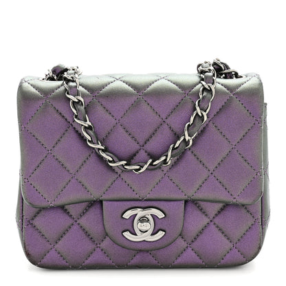 Chanel Iridescent Lambskin Quilted Mini Square Flap Dark Purple 1 of 11