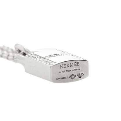 Hermes 18K White Gold Diamond Amulettes Cadenas Pendant Necklace 5 of 6