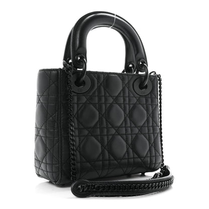 Christian Dior Ultra Matte Calfskin Cannage Mini Lady Dior Black 3 of 10