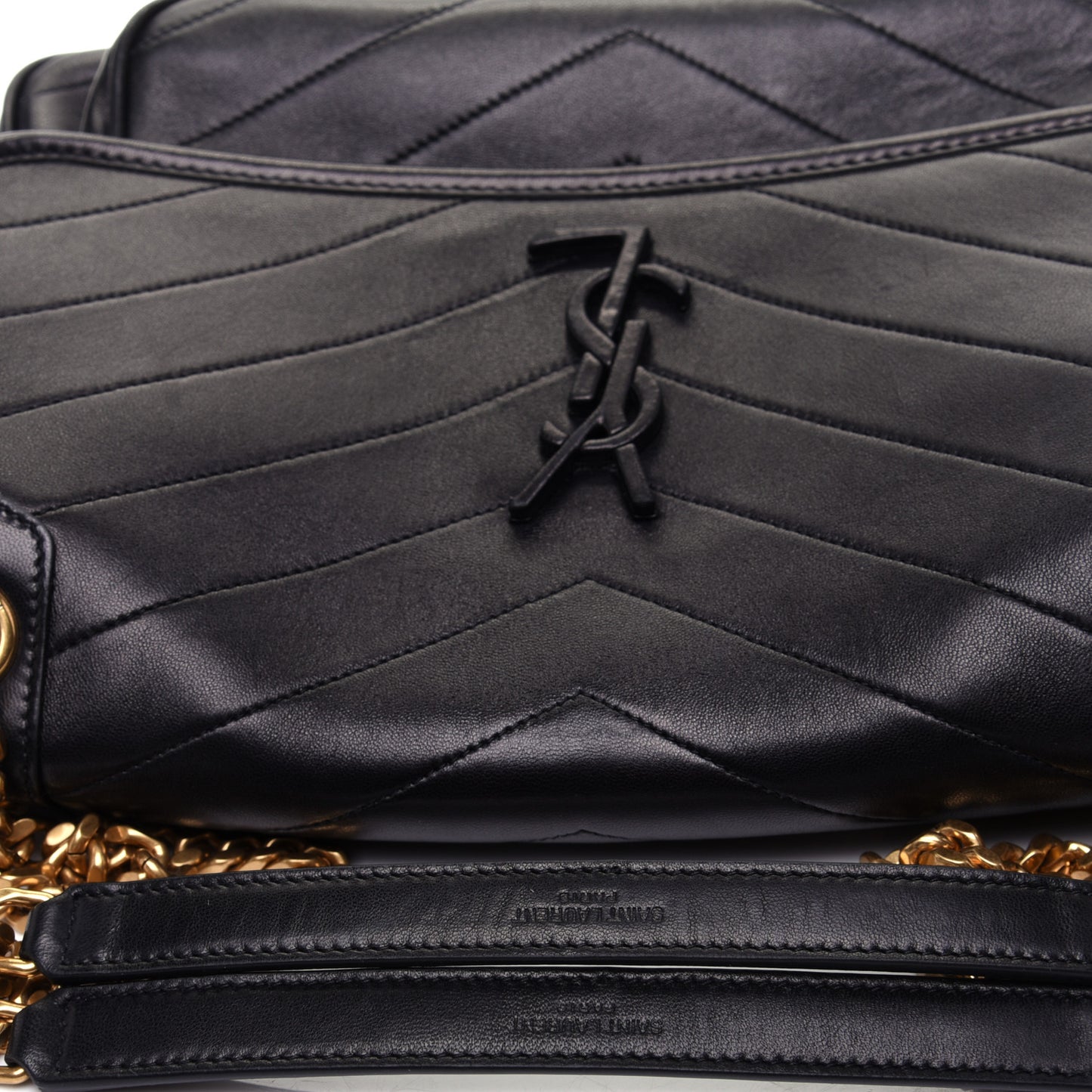 Lambskin Matelasse Monogram Medium Niki Chain Satchel Black