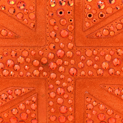Alexander McQueen Suede Crystal Britannia Skull Box Clutch Orange 8 of 14