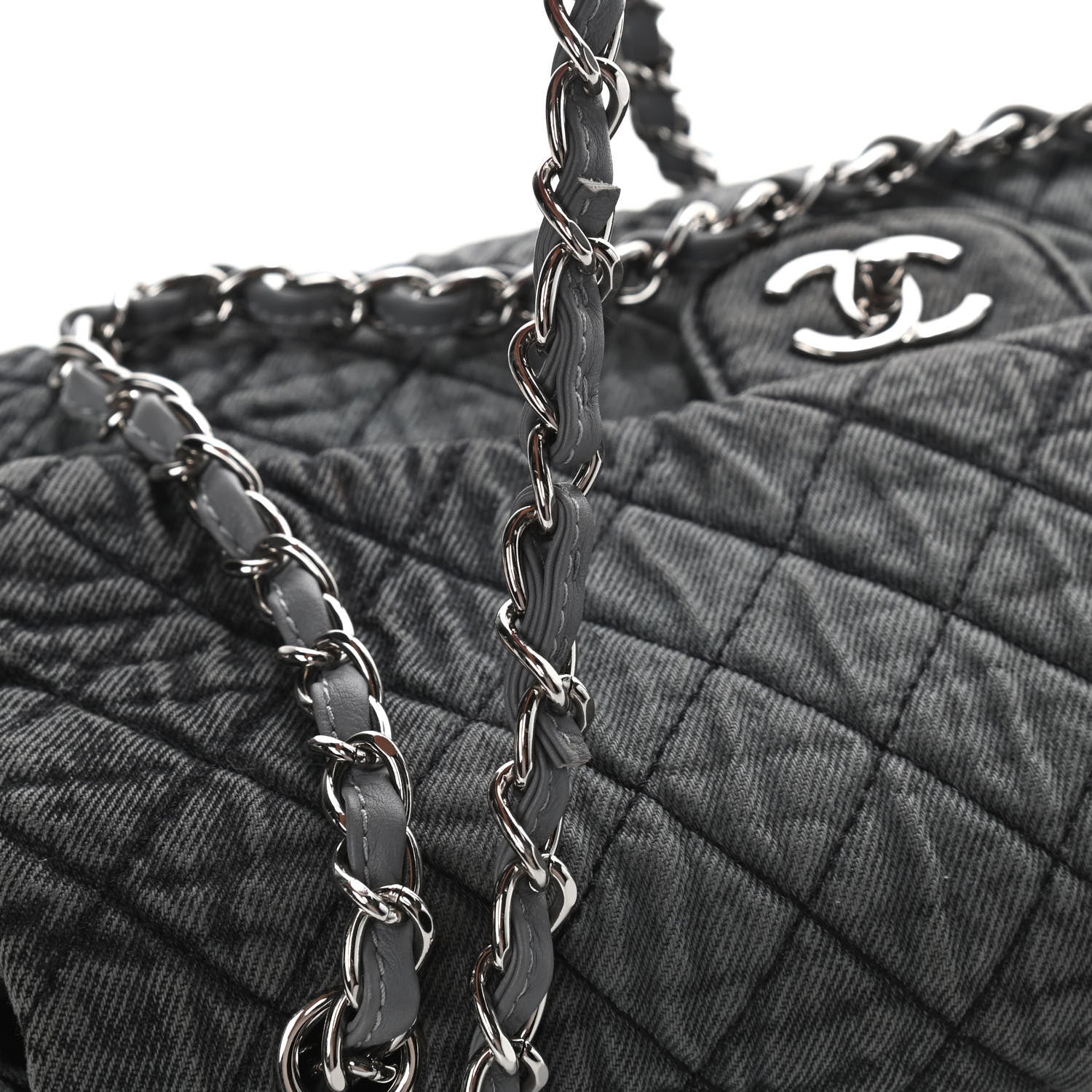 Chanel Denim Quilted Denimpression Flap Grey Black 9 of 9