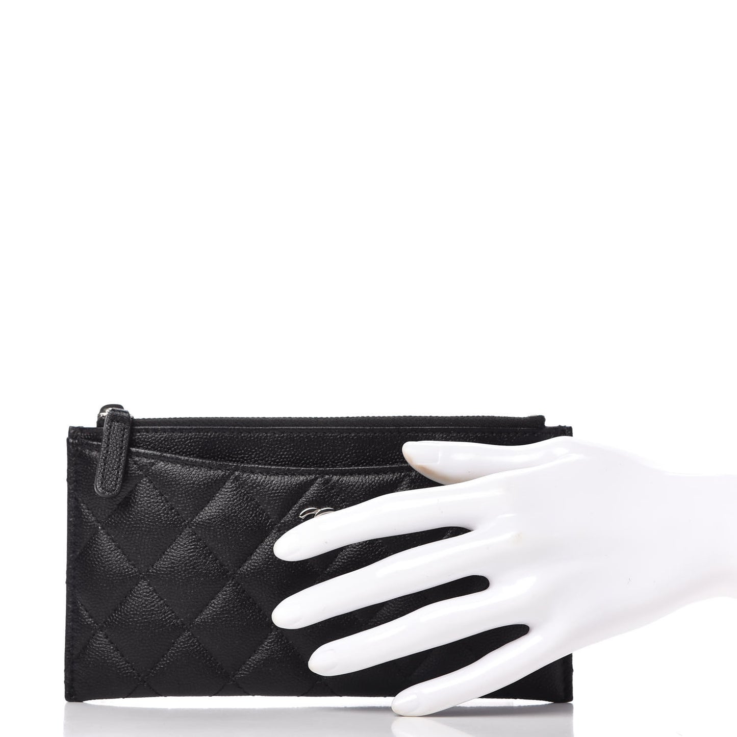 Caviar Quilted Classic Zip Pouch Black