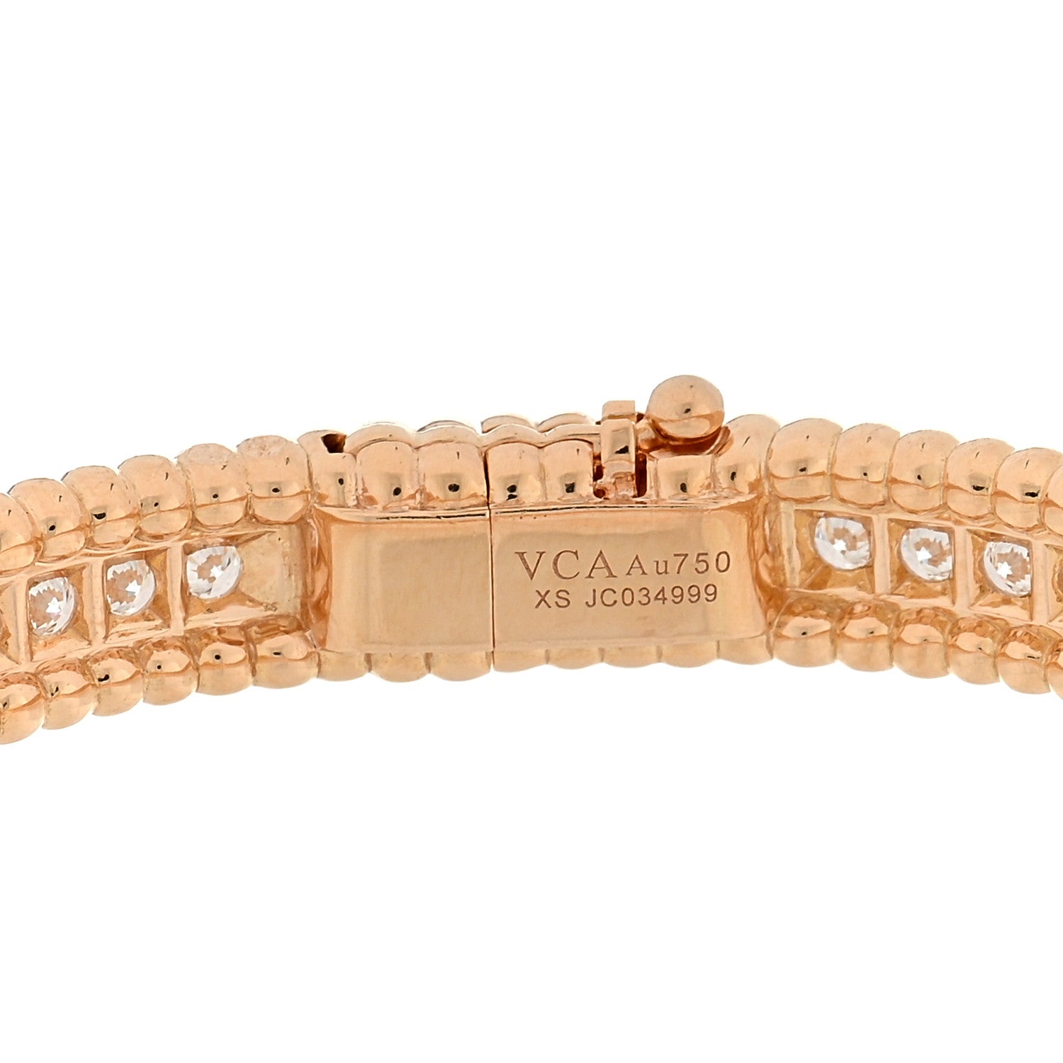 Van Cleef & Arpels 18K Rose Gold Diamond Perlee 1-Row Bangle Bracelet XS 3 of 3