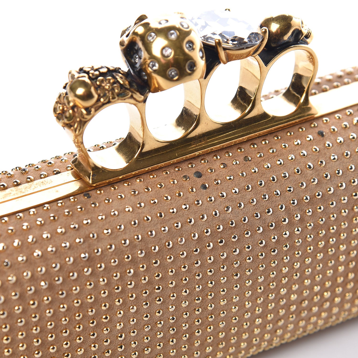Alexander McQueen Suede Studded Knucklebox Clutch Brown 10 of 11