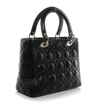 Christian Dior Lambskin Cannage Medium Lady Dior Black 3 of 8